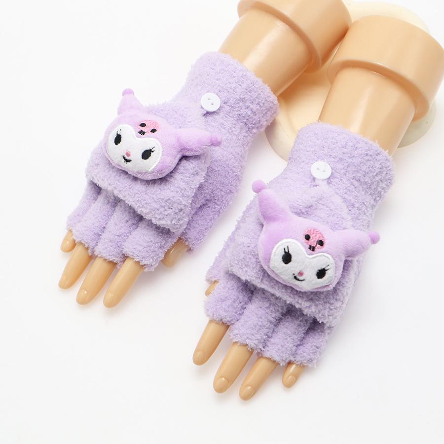 Zimní bezprsté rukavice s odklápěcím vrškem v korejském stylu - Unisex, kreslený design, kompatibilní s dotykovou obrazovkou, ideální pro psaní a ťukání