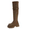 Women's Knight Boots New Platform Strap Buckle Women's Boots High Thick Heels Round Head Long Boots Over-the-Knee