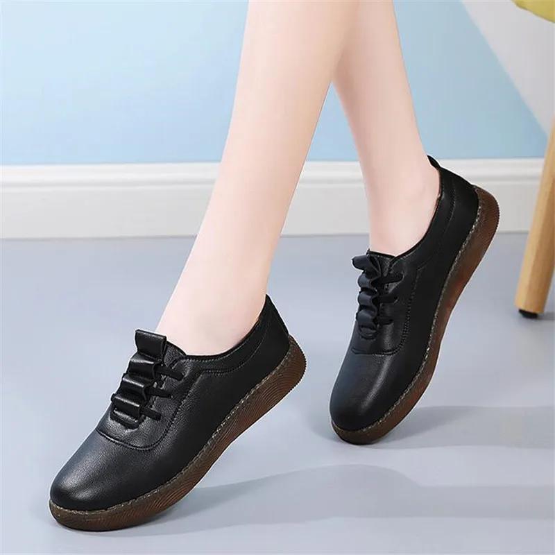 Fashion Women Flats Shoes Soft Loafers Autumn New Design Walking Casual Shoes Women Trend Lace Up Running Shoes Women Sneakers