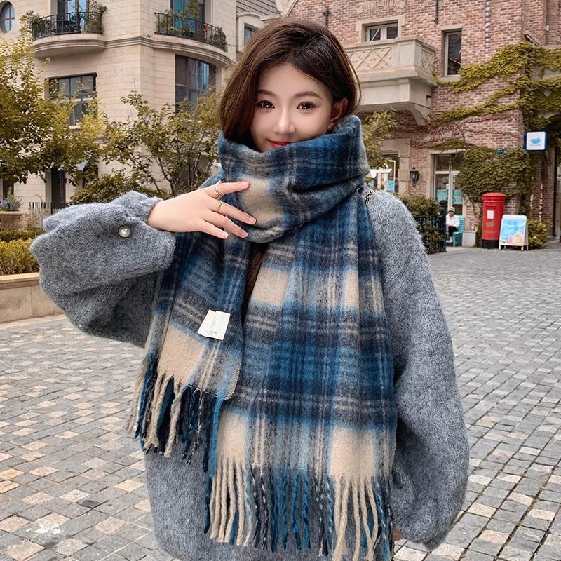 Scarf Men's Winter New Versatile Korean Version Plaid Scarf Women Give Boyfriend Gifts Couple Scarf To Keep Warm