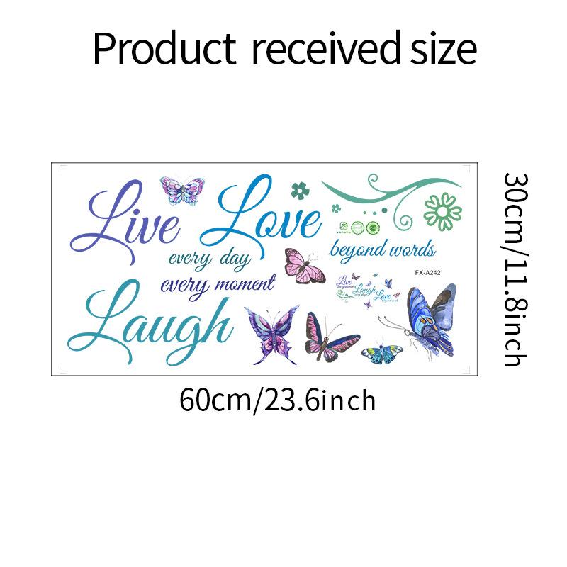 Vibrant Live Laugh Love Quote with Butterflies Wall Sticker for Bedroom Home Decor Removable Self-Adhesive Decal