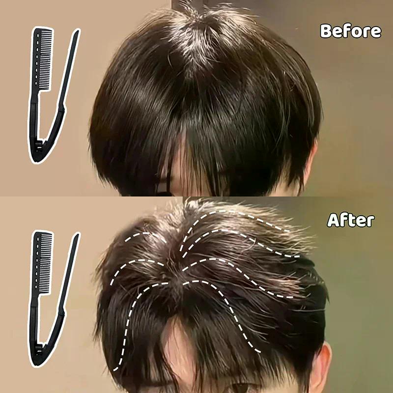 V Type Hair Straightener Brush DIY Hairdress Tool Hairdressing Combs Natural Hair Styling Curling Comb Hair For Male And Female