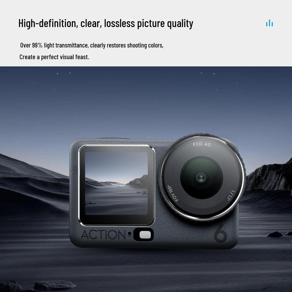 DJI Osmo Action 6 HD Tempered Screen & Lens Protector - Explosion & Drop-Proof