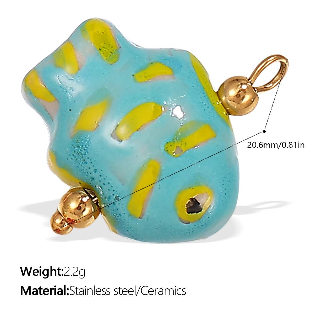 Xiaoqing Fresh Air Pendant Ocean Series Small Fish Sea Star-Shaped Ceramic Stainless Steel Gold-Plated Pendant Necklace