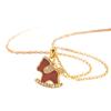 Elegant Red Diamond Glitter Wooden Horse Necklace - Luxurious, Exquisite Clavicle Chain for Women's High-End Style
