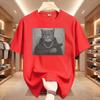 Funny Cat Graphic Print T Shirt Gang Cat Cool Hip Hop Short Sleeve T-shirts Men's Vintage Oversized Cotton T-shirt