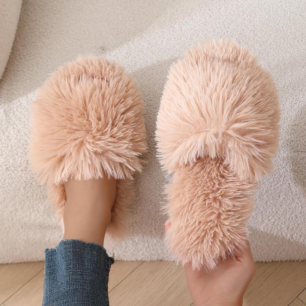 Women's 2024 Fuzzy Open-Toe Slippers – Spring & Autumn Candy Colors