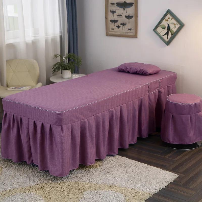 Beauty Salon Bed Skirt Spa Bed Cover With Face Hole Square Massage Table Bed Cover Sheet Bedskirt SPA Treatment