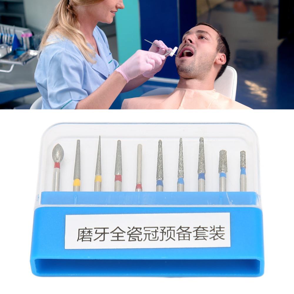 10pcs/Set High Speed Dental Polishing Burs Grinding Polishing Drill Set For Dentists
