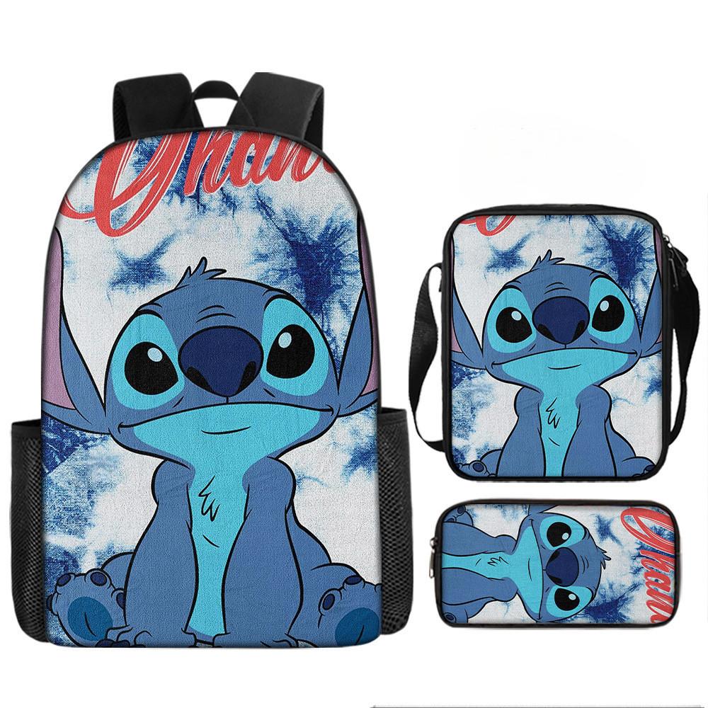 Disney Stitch School Backpack Oxford Cloth Lightweight Breathable Bookbag For Kids