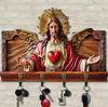 Wooden Multifunctional Home Key Holder, Wooden Keys Holder With Communion Theme, Religious Home Decor Wall Mount, Multifunctional Organizer With