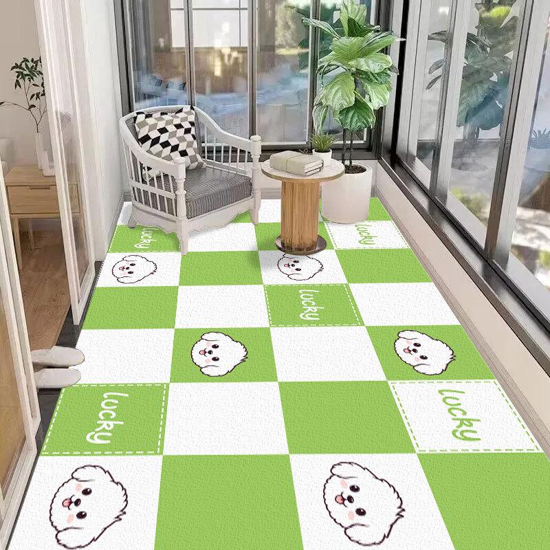 Waterproof, Non-Slip PVC Balcony Floor Mat: Scrubbable, Sun-Proof, Cut-to-Fit, Easy-Clean Kitchen or Bay Window Carpet.