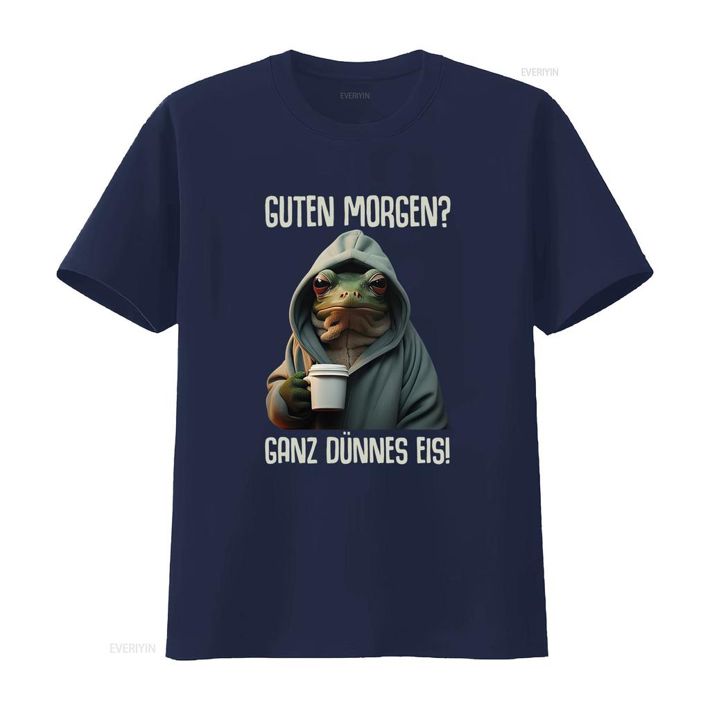 Good Morning Guten Morgen Funny Frog Coffee Quote T Shirt Premium With Look Design vintage Washed Stretched Casual homme