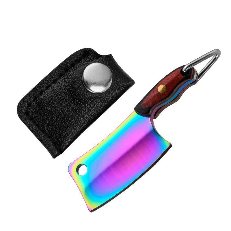 Mini Kitchen Knife 420 Stainless Steel Wooden Handle Pocket Finger Knife Collection God Of Wealth To Gift Pendant Holster Knife