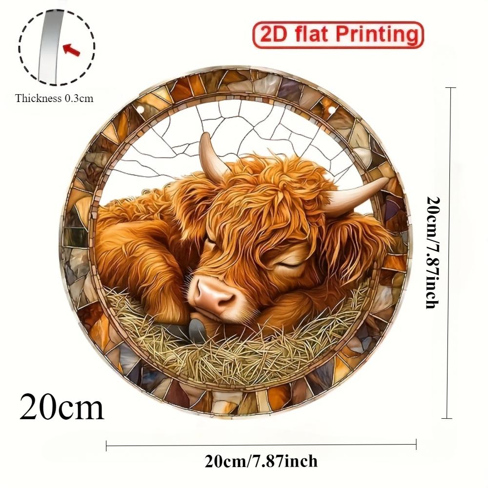 2D flacher Acrylanhänger, Highland-Kuh Sonnenfänger, Zuhause, Hotel Bauernhof Café Fenster Korridor, dekorativer Anhänger. Weihnachtsgeburtstag Mutter Handlung Geschenk
