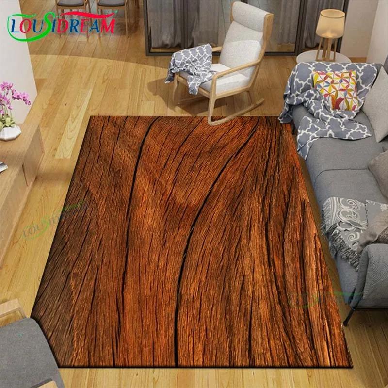 Classical Wood Grain Decor Carpet for Outdoor Balcony Garden Coffee Table Bedroom Area Rugs Kitchen Un-slip Floor Mat Alfombra