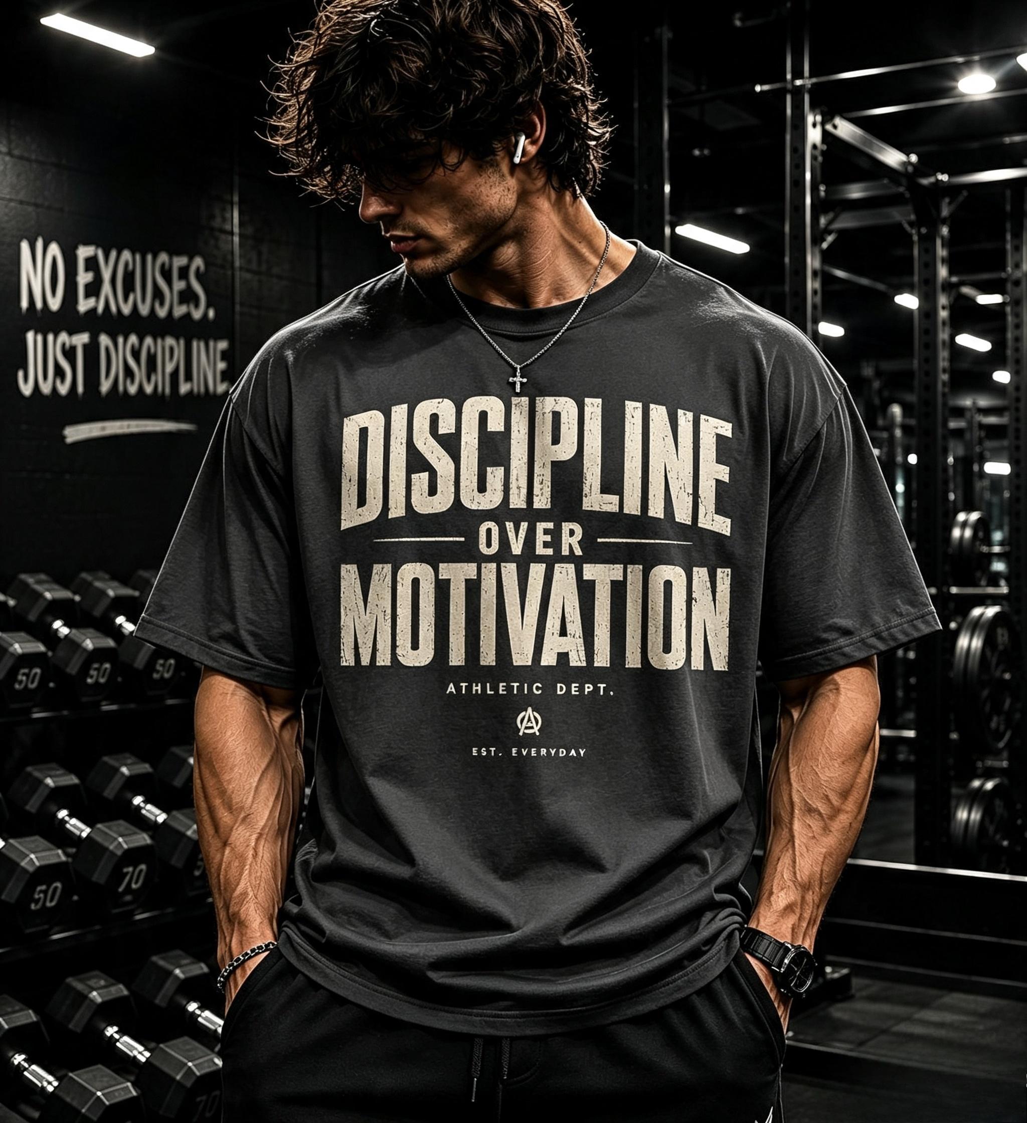 T-shirt Discipline Sur Motivation Tee Streetwear Gym T-shirt Fitness Vintage T-shirt Entraînement Motivationnel Tee Département Athlétique 2XL black