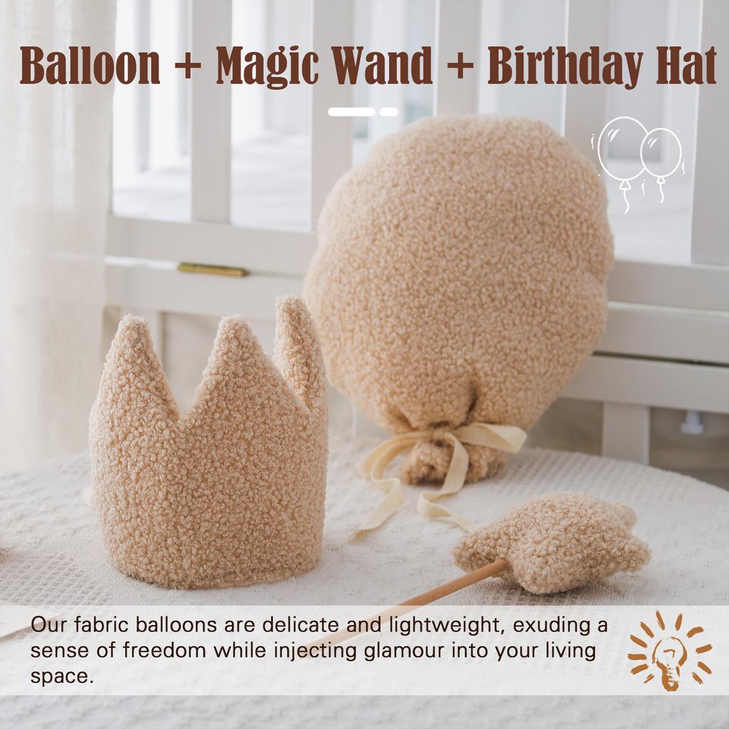 Baby Birthday Party Crown Set Teddy Velvet Hat Headband Magic Wand Toy Kid Birthday Party Magic Wand Crown Decoration Baby Gifts