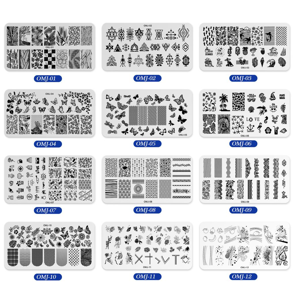 Nail Art Printing Template Christmas Tree Butterfly Printing Steel Plate Square Template Om-J