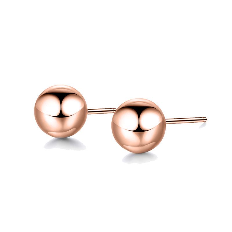 eManco Stainless Steel Round Bead Earrings - Simple Fashion Bean Design