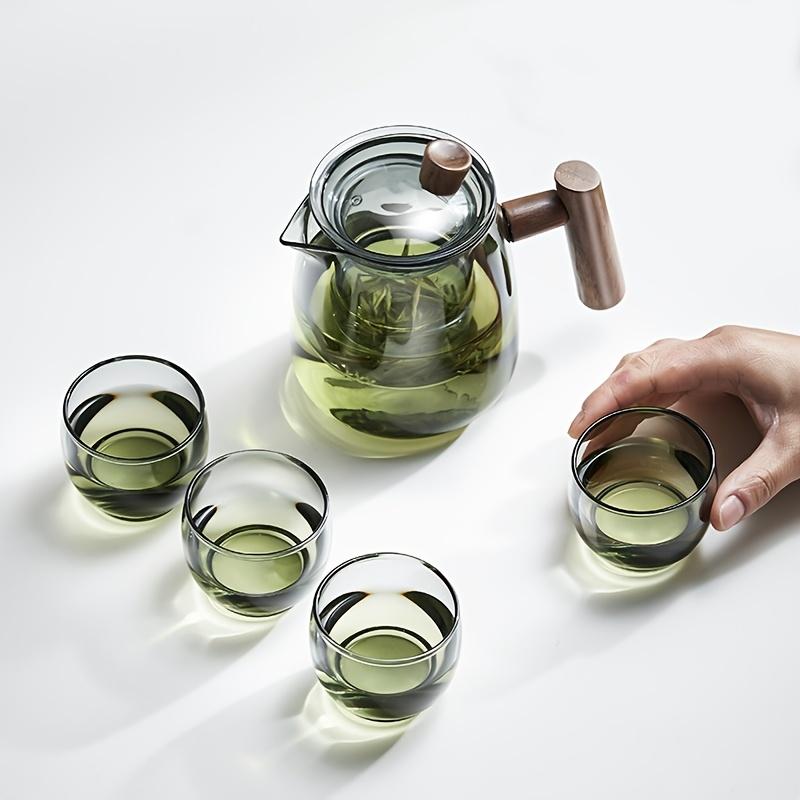 1set Glass Teaset Teapot 530ml/17.9oz Tea Cup 90ml/3oz Clear Tea Pot With Infuser Household Glass High Temperature Resistant Tea Maker Tea Kettle Chin