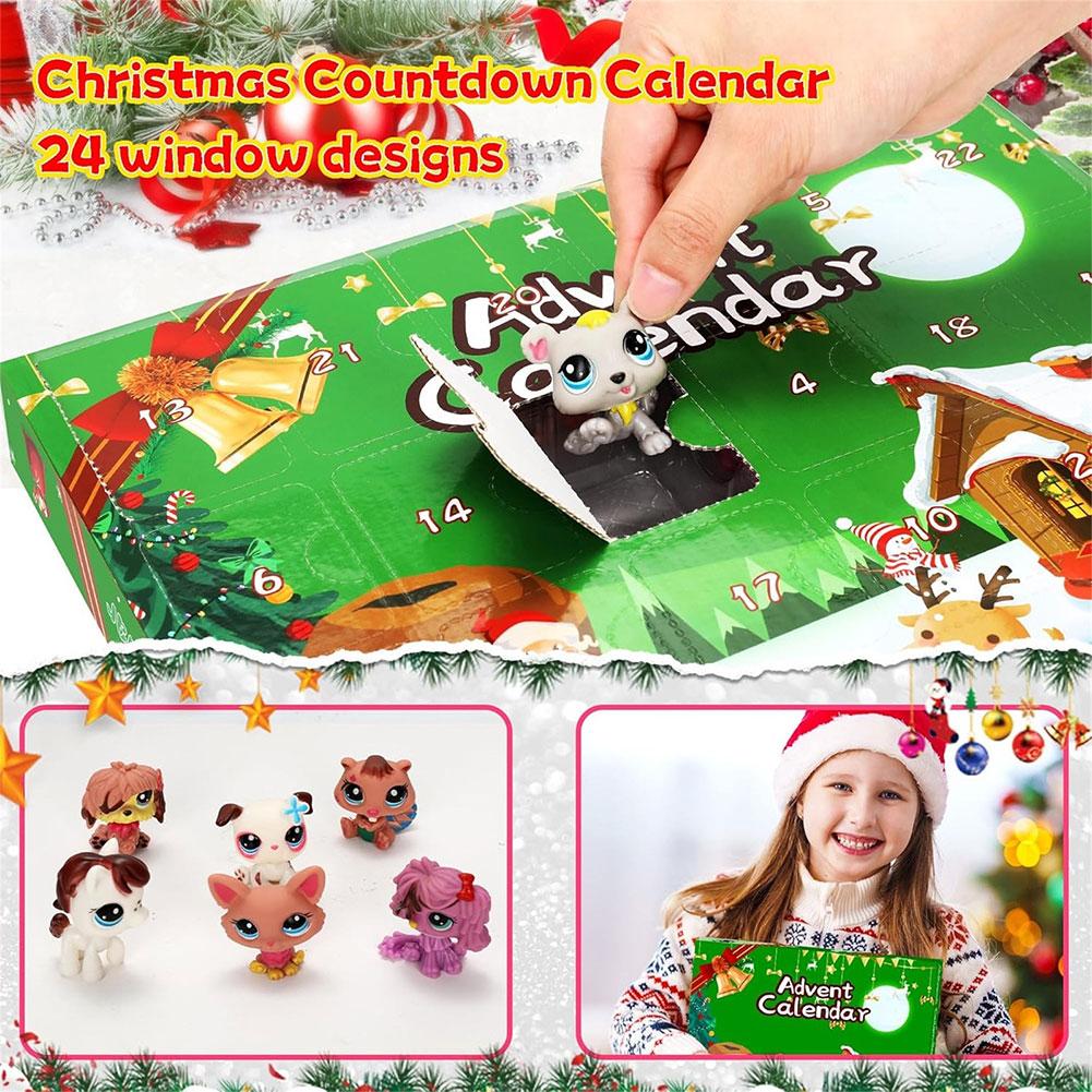 24 Days Christmas Countdown Calendar Cute Pet Figures Xmas Countdown Calendar Christmas Gift Stocking Stuffers Party Favor