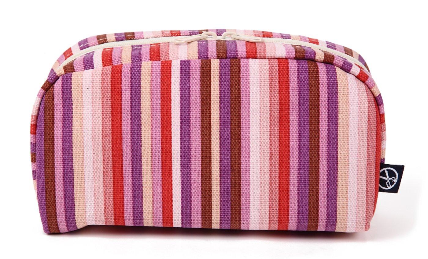 

Maeda Senko Goshiki Series Horizontal x W18 x D6cm Hanpu-do [KYOTO JAPAN] Five-Color Pouch, Five-Color Stripes Pink, Size Approx. H8.5