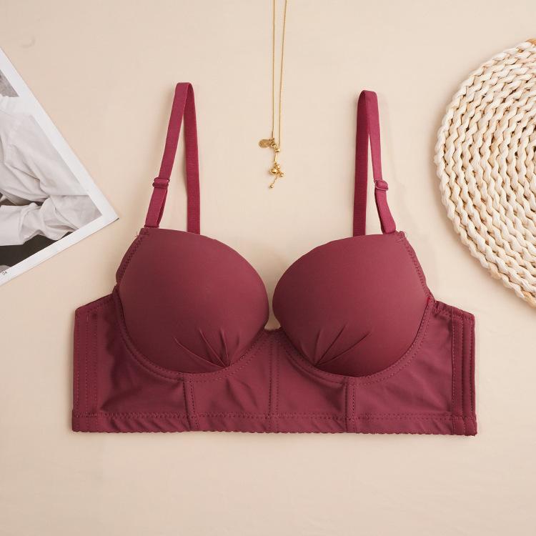 

Wind underwear women s sexy and charming gathering anti-light underwear girl bra anti-sagging bra cover 85B бордовий