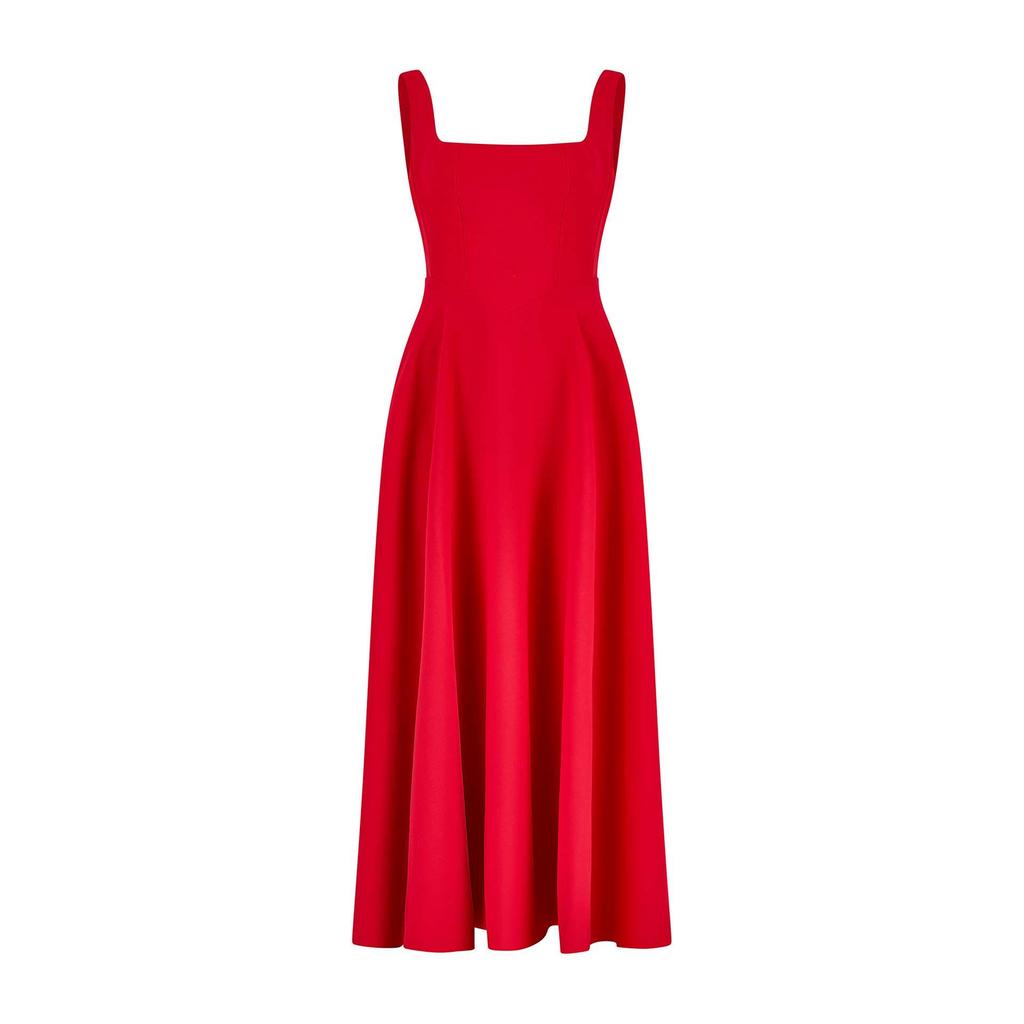 Slim Fit Strappy Midi Dress - Sexy Solid Color, Simple Style