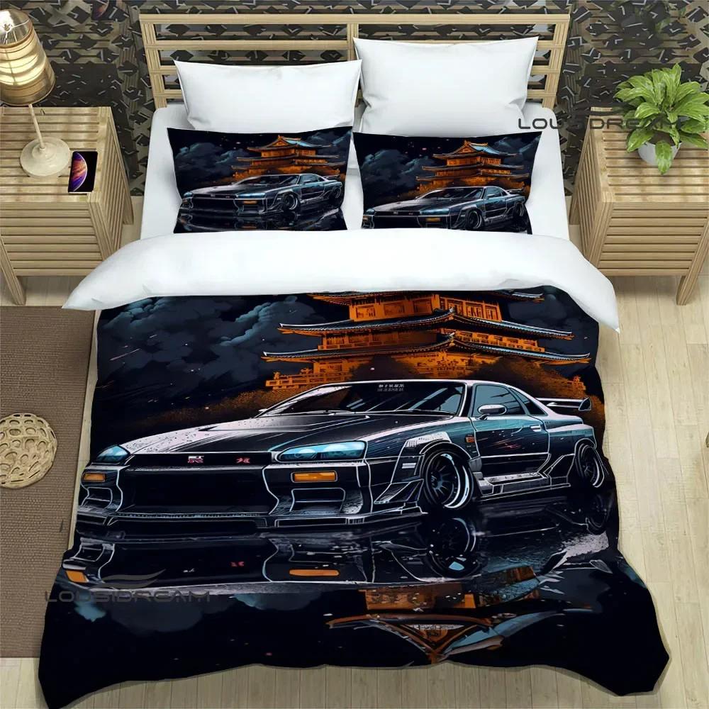 Set Biancheria da Letto Stampata Retrò GTR Racing Set di Biancheria da Letto Raffinato Copripiumino Set Piumone Set Biancheria da Letto Lusso Regalo di Compleanno