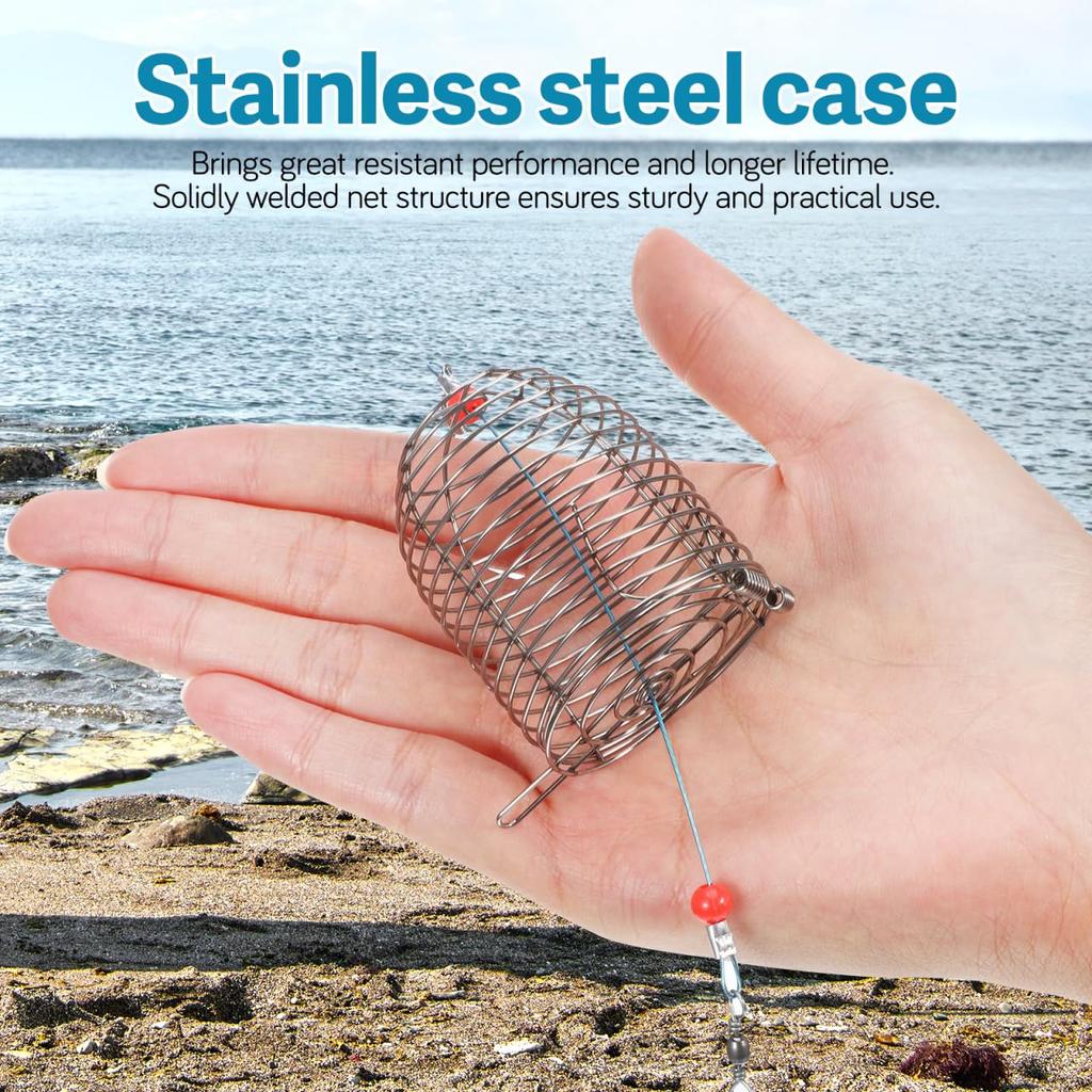 TEHAUX Bait Bin Set Stainless Steel Bait Bin with Large Size for Boat and Use (6 Pieces), Cap, (6cm Tall), Surfcasting, Fishing, Freshwater/Saltwater