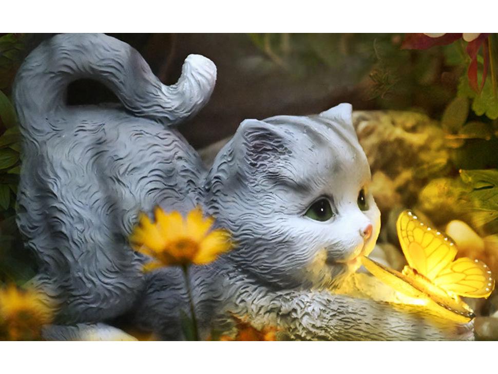 Cross-Border Garden Solar Kitten Lights: Cute Outdoor Resin Animal Ornaments