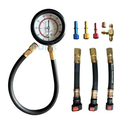 Kraftstoffdruckprüfgerät-Set 0-100 PSI 3-Größen-Adapter Kraftstoffpumpen-Drucktester Mehrere Anschlussmöglichkeiten für Auto LKW Motorrad