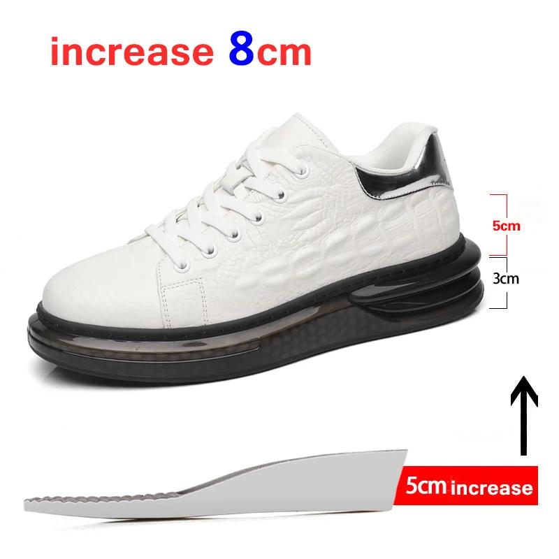 Neue Herren 3/6/8 CM Krokodil Muster Leder Freizeitschuhe Herren Aufzug Sneakers Höhe Erhöhen Herren Skate Schuhe Weiß Schwarz