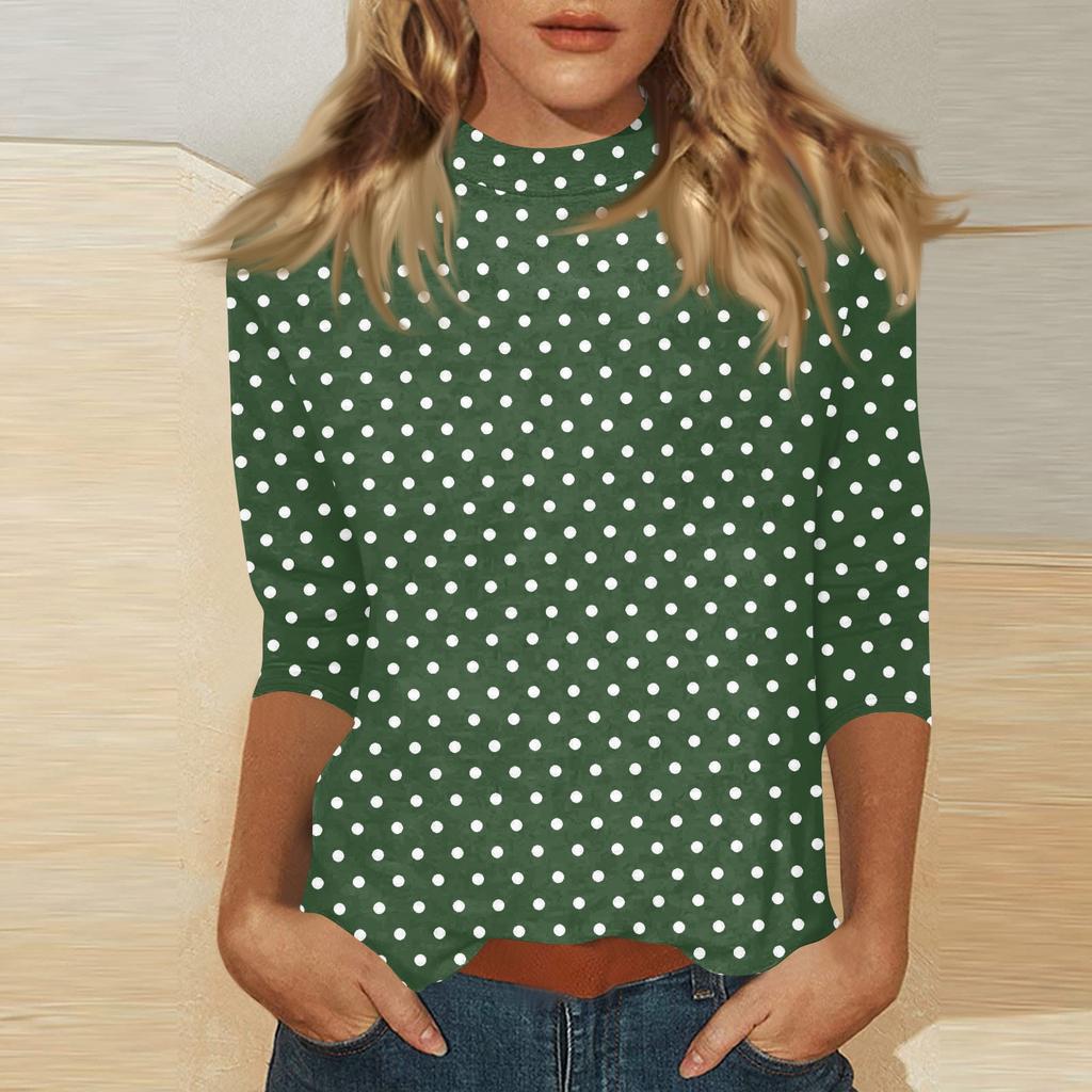 Damen Mock-Neck 3/4-Ärmel Bedrucktes Oberteil