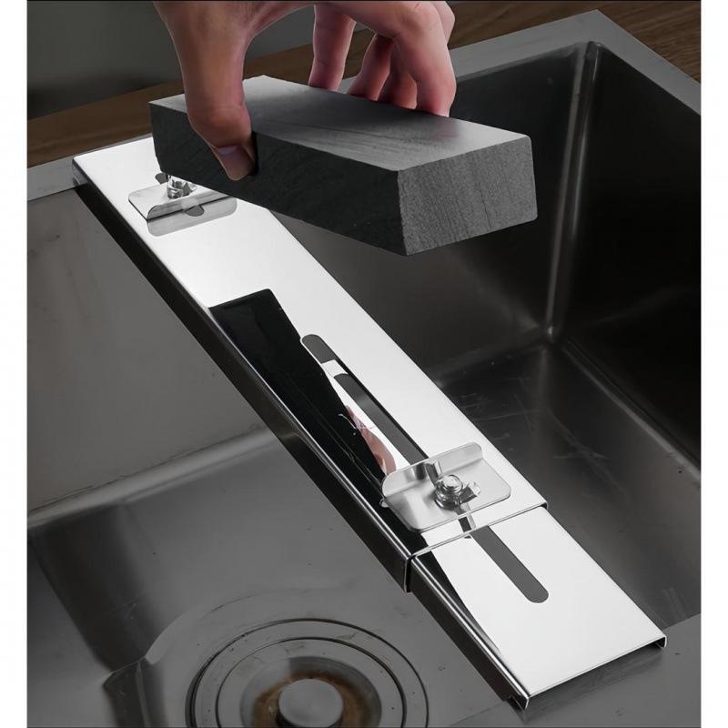 Adjustable Sink Rack with Thickened Sharpening Stone Holder - Multi-functional Knife Sharpener.