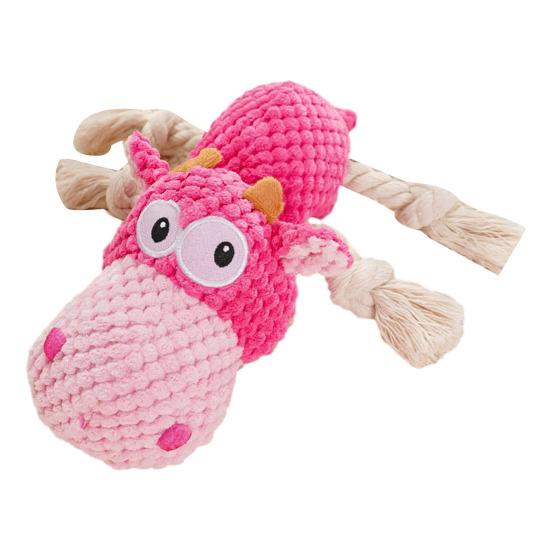 Plush Dog Toy for Aggressive Chewers Interactive Squeaky Chew Toy Soft Stuffed Animal with Cotton Rope Legs for Teething Puppies Small Medium Large