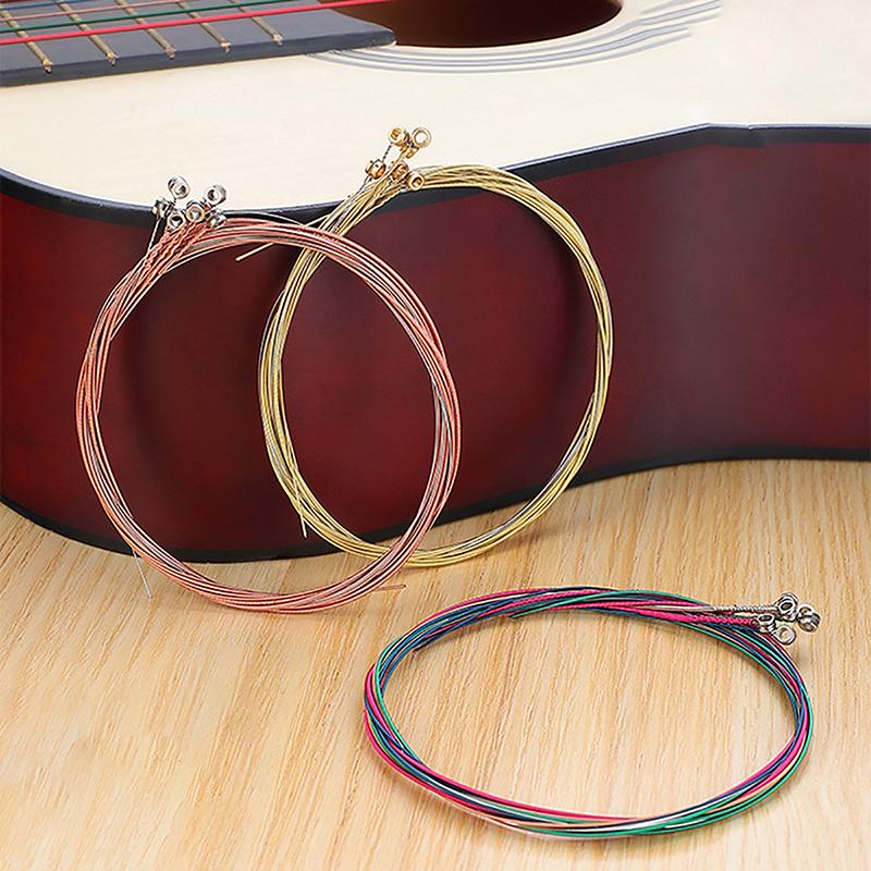 6Pcs/Set Universal Acoustic Guitar String Brass Hexagonal Steel Core Strings For Musical Instruments Guitars Strings Guitar Part