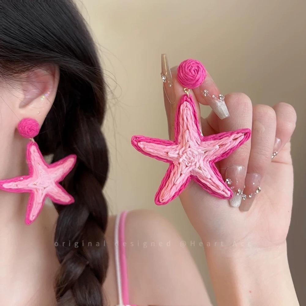 Bohemian Starfish Stud Earrings Exaggerated Star Pendant Earrings Starfish Beach Earring Women