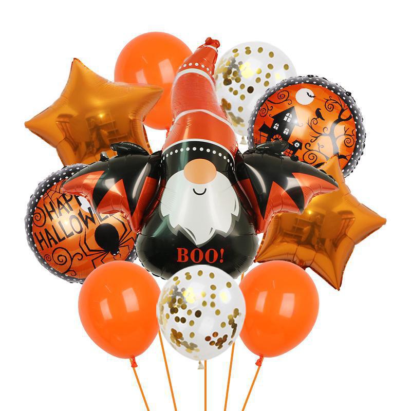 Halloween Pumpkin Cat Skull Ghost Aluminum Film Alien Latex Balloon Set Family Holiday Arrangement Gift