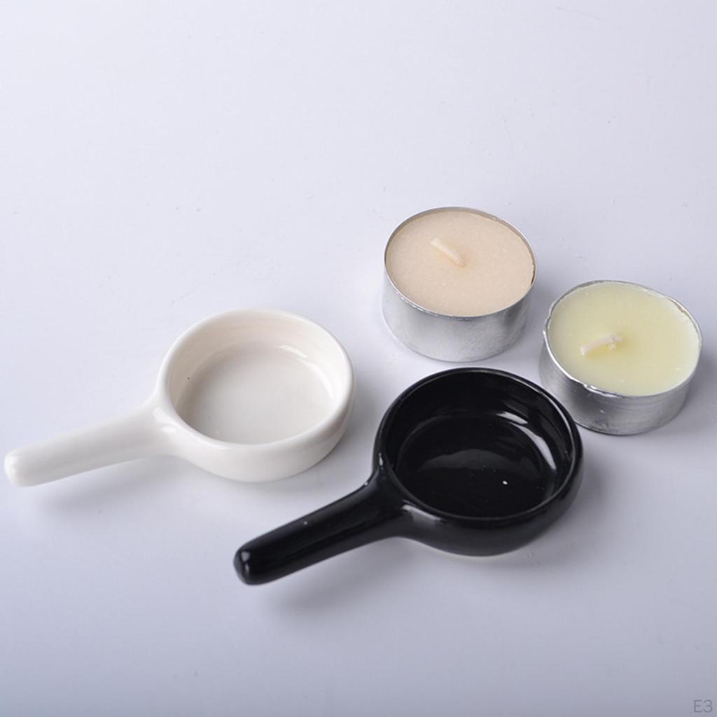 Candlestick Holder Tealight Wax Warmer with Handle Portable Oil Ceramic Candle for