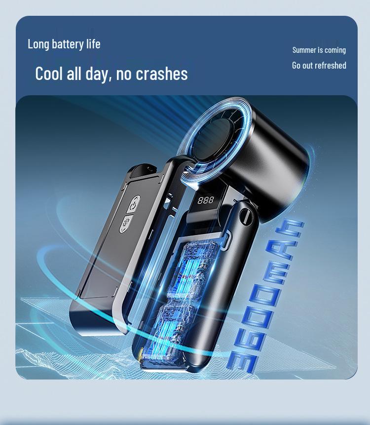 High-Speed Foldable Handheld Fan with 100 Adjustable Gears and Turbo Cooling