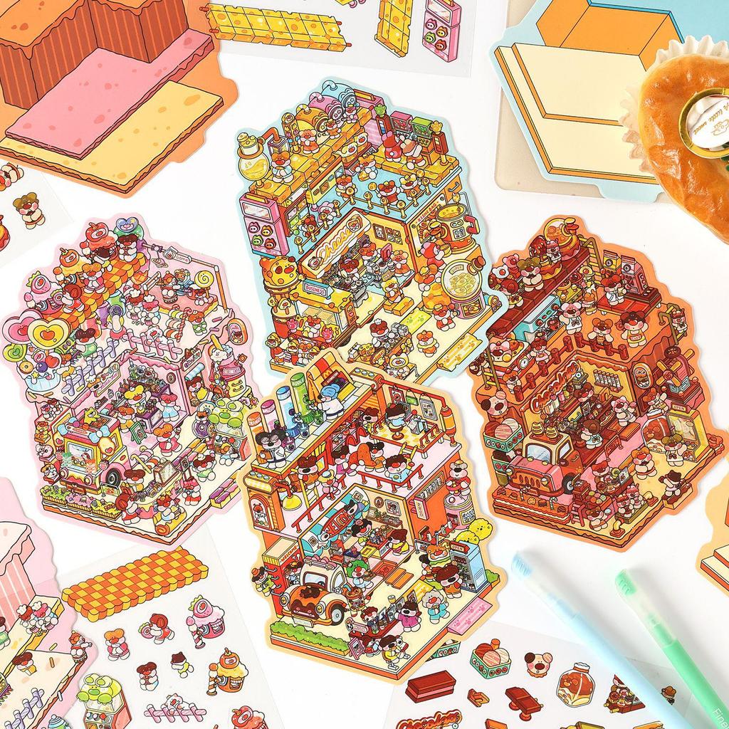 Children's 3D Cartoon Scenery DIY Stickers - New Candy Store Collection