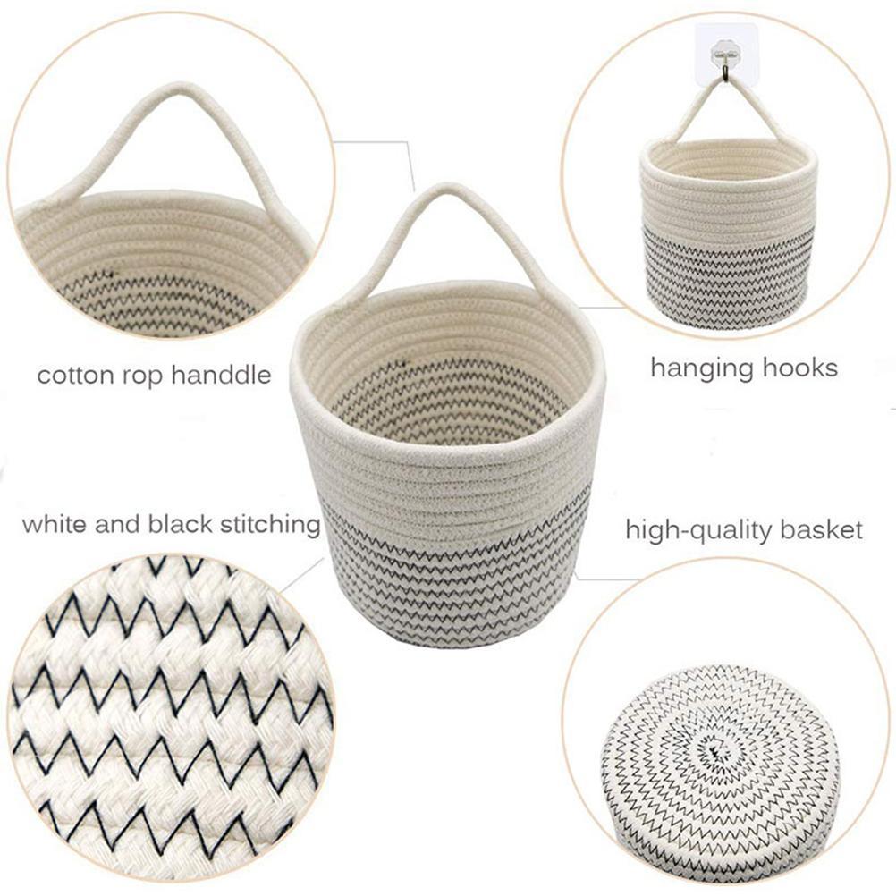 Cotton Rope Hanging Basket Storage Basket Flower Pot Hanging Basket Decorative Blanket Basket Living Room Laundry