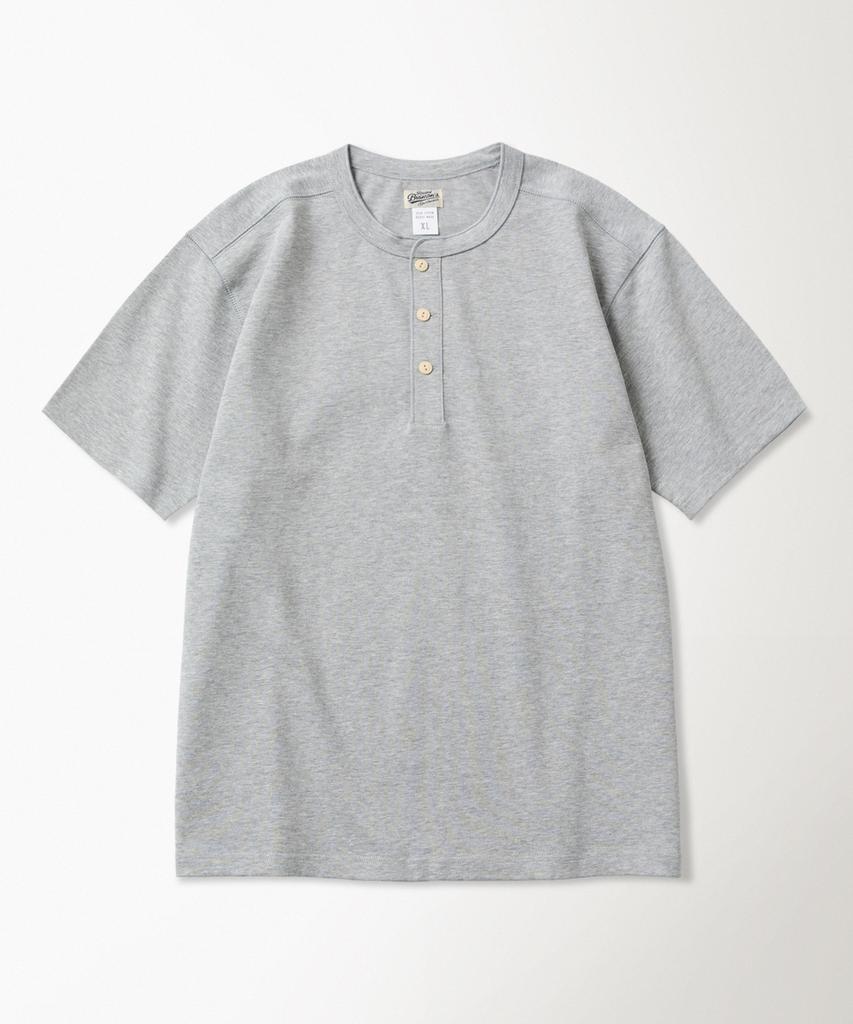 Beulonseun 10.6 Oz Cotton Short Sleeve Henley Tee Gray
