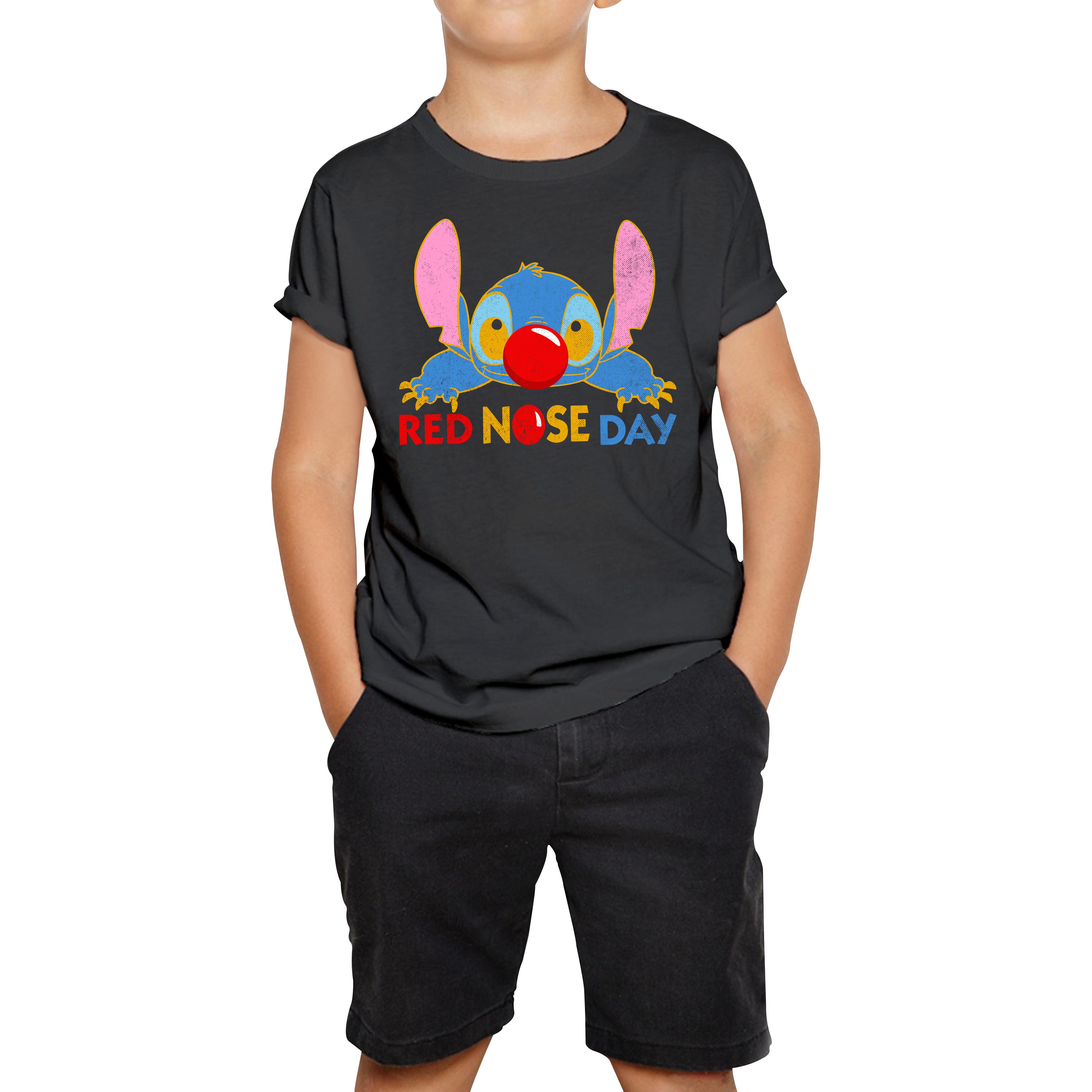Disney Stitch Red Nose Day Kids Tee Top Ohana Red Nose Day Funny  Kids T Shirt. 50% Goes To Charity 100