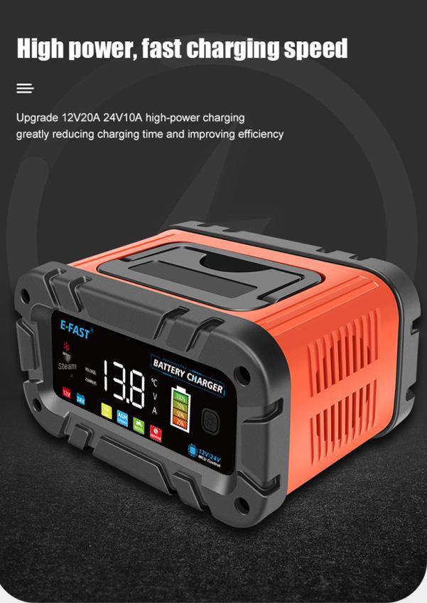 E-FAST High Power Lead-acid & Lithium 12V/24V Battery Charger, 20A/10A