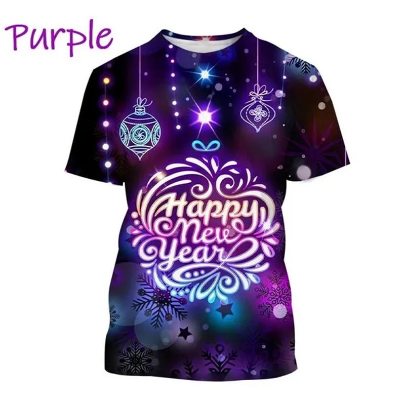 Happy New Year! Hot Selling Men And Women 3D Printed T-Shirt Short Sleeve Fashion Casual Christmas Art T-Shirt Unisex Tops Tees