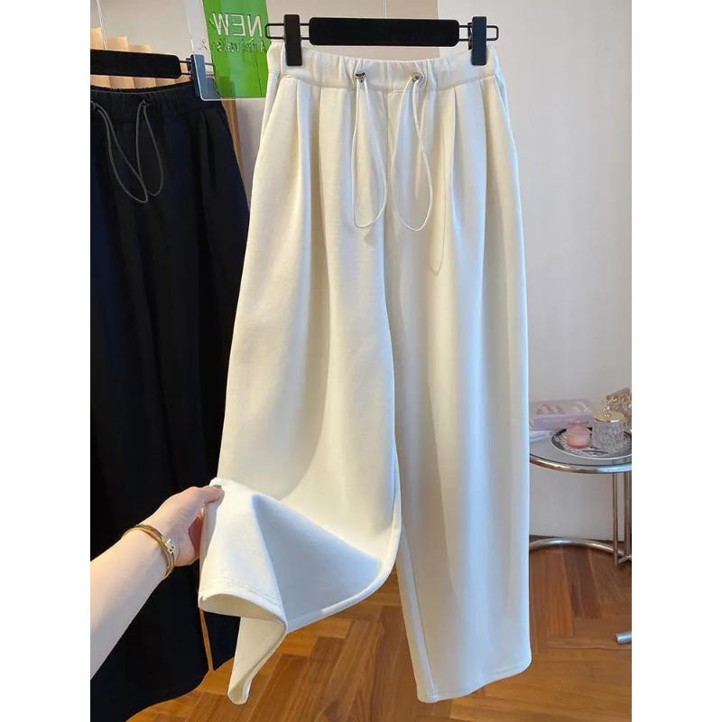 Women's Gray High Waist Drawstring Wide Leg Pants Loose Fit Casual Lounge Sweatpants