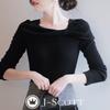 Boat Neck Knit Ribbon Slim Spring 10 Looks Regular Contoured Easy Korean Style Stylish Looks Black [J-Scott] Tops, Motif, Thin, Soft, Fit, 10/4